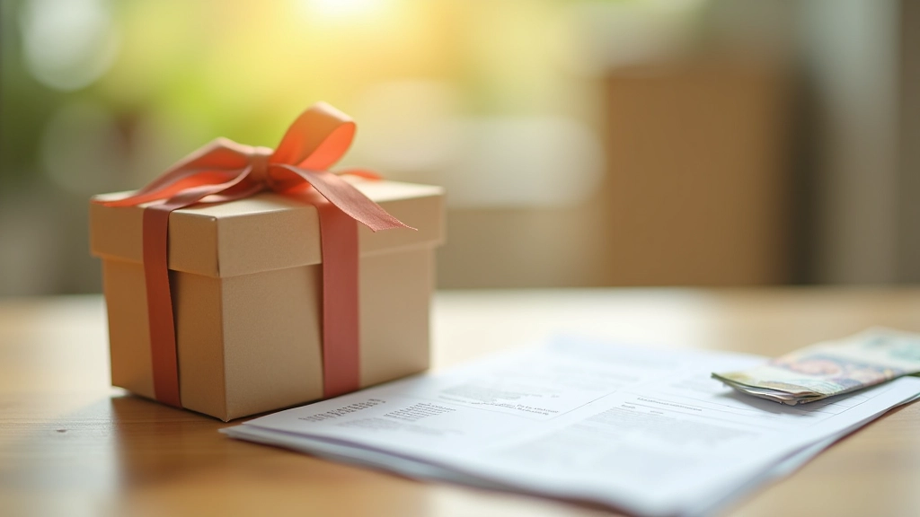 Geschenkbox und Geldscheine auf Holztisch