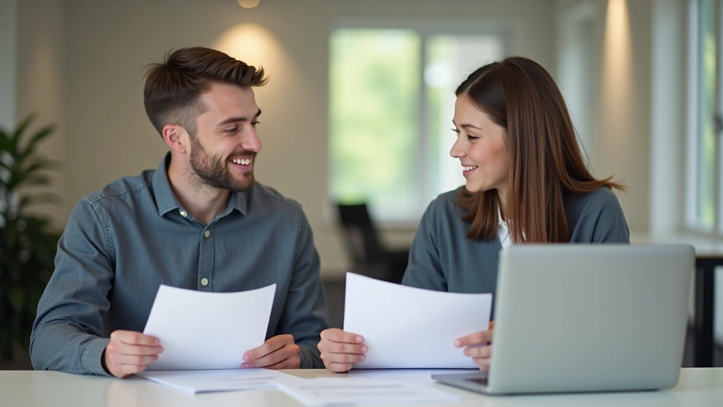 Junge Menschen diskutieren über einen Laptop und finanzielle Planungsunterlagen